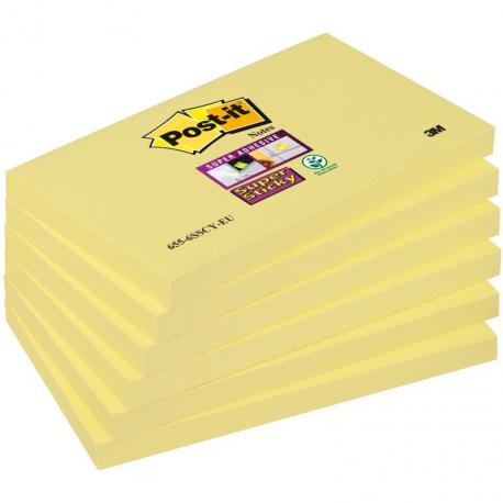 KARTECZKI POST-IT SUPER STICKY 76 X 127 MM 655-12SSCY-EU ŻÓŁTE (12 X 90)
