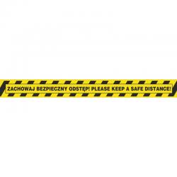 Taśma ostrzegawcza Office Products 50mm/50m "zachowaj bezpieczny odstęp" żółto-czarna