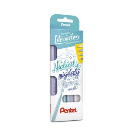 Zestaw do liternictwa Pentel Brush Sign Pen "Niebiieskie migdały"