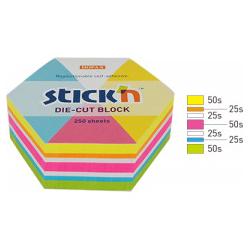 Karteczki Stick&039n 61x70mm sześciokąt 5 kolorów (250)
