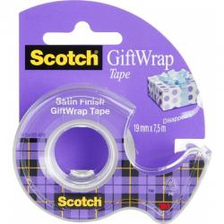 Taśma biurowa Scotch Gift Wrap 19mm/7.5m + podajnik