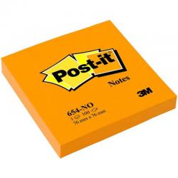 Karteczki Post-it 76x76mm (654-NO) jaskrawopomarańczowe (100)