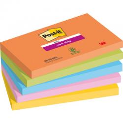 Karteczki Post-it Super Sticky 76x127mm (655-5SS-BOOS) mix kolorów (5x90)